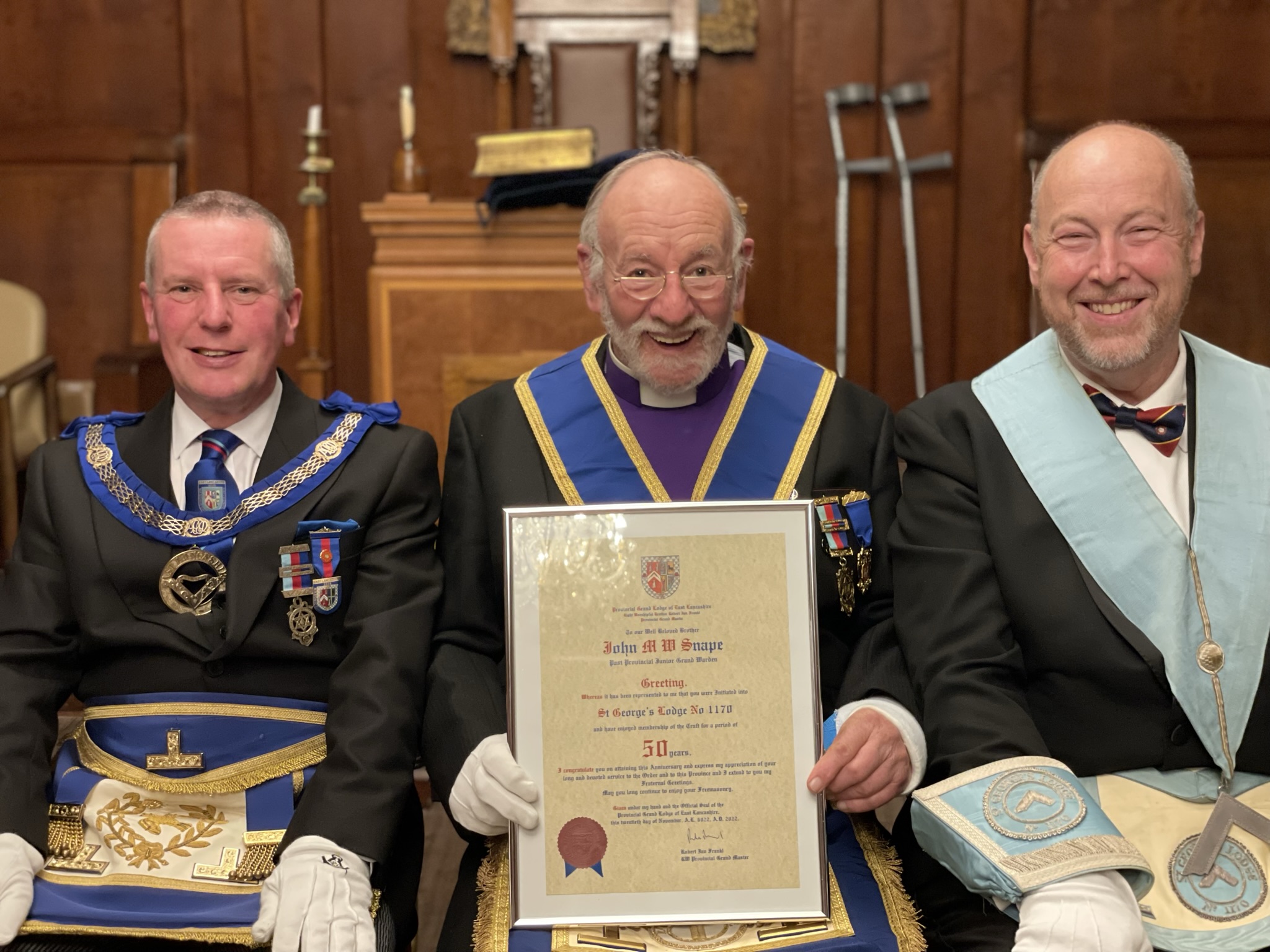 Manchester Mason Celebrates 50 Years!  The Rt. Reverend John Snape
