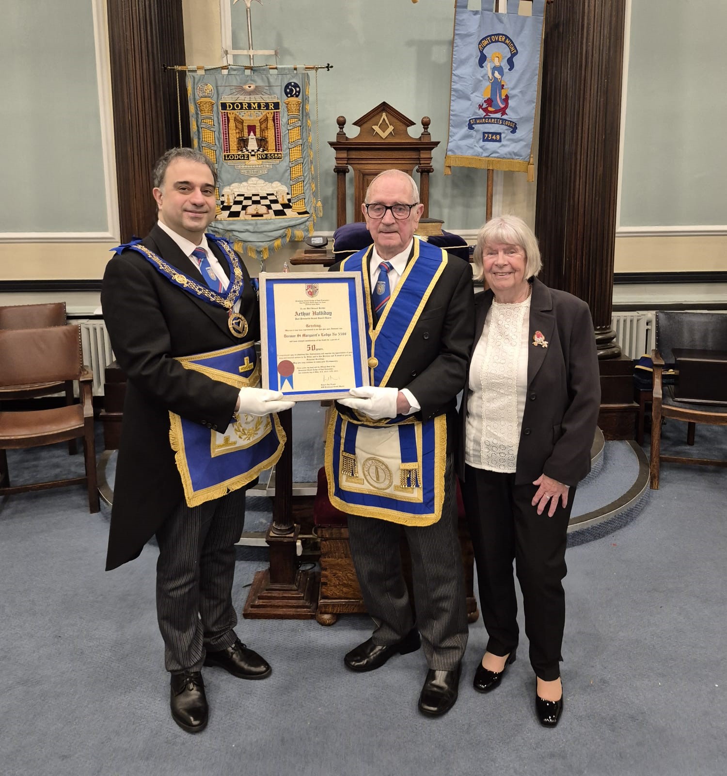 Dormer St Margaret’s Lodge Celebrates 50 Years of Freemasonry for Arthur Halliday, Known to All as Syd