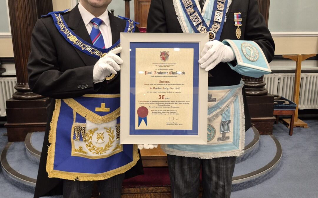 50 years of Freemasonry a celebration for Paul Chadwick